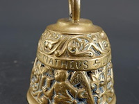 Antieke messing of bronzen tafelbel / kloosterbel (ook wel evangelistenbel genoemd) - afbeelding 2 van  5