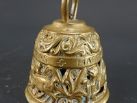 Antieke messing of bronzen tafelbel / kloosterbel (ook wel evangelistenbel genoemd) - afbeelding 4 van  5
