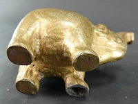 Antieke messing of bronzen theepot of schenkkan in de vorm van een olifant - afbeelding 7 van  8