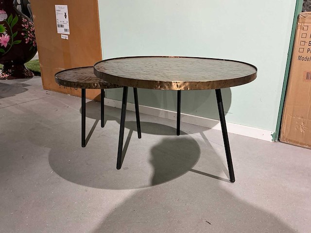 Antieke messing salontafel (2pcs) - afbeelding 1 van  5