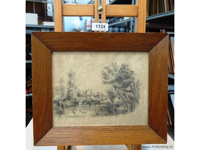 Antieke potloodtekening - afbeelding 1 van  5