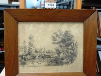 Antieke potloodtekening - afbeelding 1 van  5