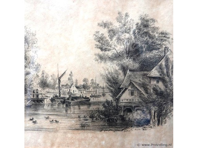 Antieke potloodtekening - afbeelding 2 van  5