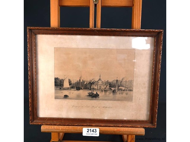 Antieke prent geigt op het oude hoofd te rotterdam - afbeelding 1 van  5