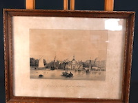 Antieke prent geigt op het oude hoofd te rotterdam - afbeelding 1 van  5