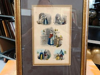 Antieke prent uit het franse tijdschrift "cendrillon", gepubliceerd rond 1850-1852, met scènes uit sprookjes - afbeelding 1 van  5