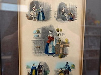 Antieke prent uit het franse tijdschrift "cendrillon", gepubliceerd rond 1850-1852, met scènes uit sprookjes - afbeelding 2 van  5