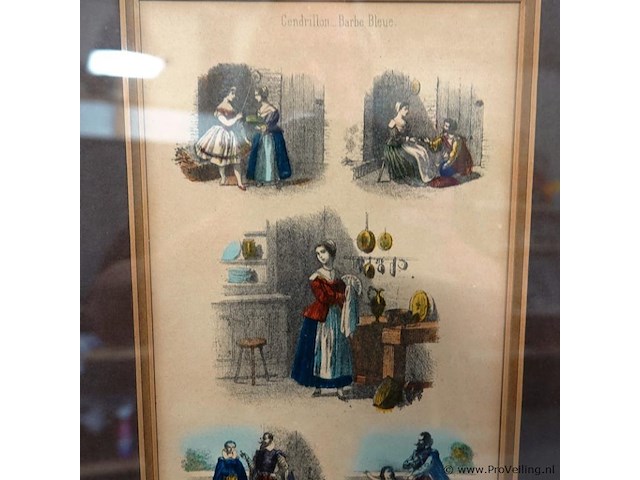 Antieke prent uit het franse tijdschrift "cendrillon", gepubliceerd rond 1850-1852, met scènes uit sprookjes - afbeelding 3 van  5