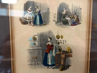 Antieke prent uit het franse tijdschrift "cendrillon", gepubliceerd rond 1850-1852, met scènes uit sprookjes - afbeelding 3 van  5