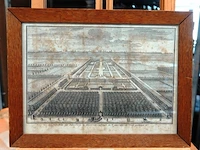 Antieke prent van het huis ter nieuburch in rijswijk, bekend als de locatie waar in 1697 de vrede van rijswijk werd gesloten.