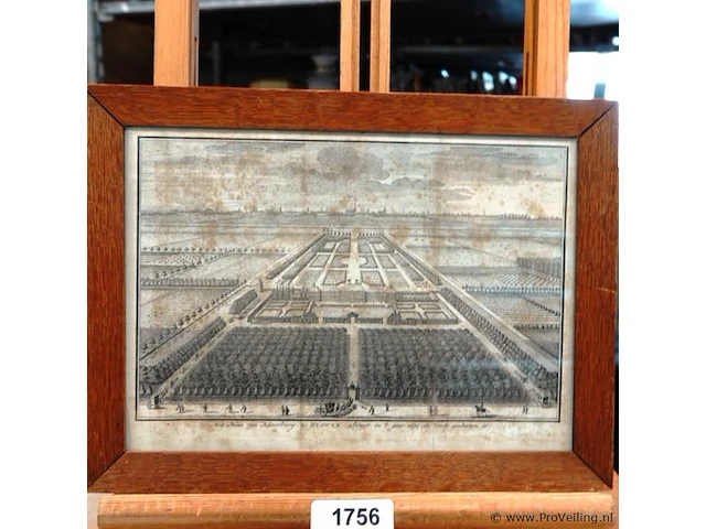 Antieke prent van het huis ter nieuburch in rijswijk, bekend als de locatie waar in 1697 de vrede van rijswijk werd gesloten. - afbeelding 2 van  5
