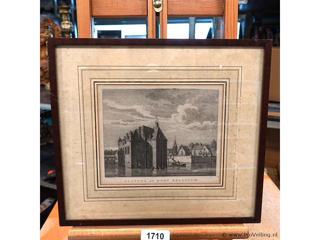 Antieke prent van het voormalige kasteel van gellicum - afbeelding 1 van  5
