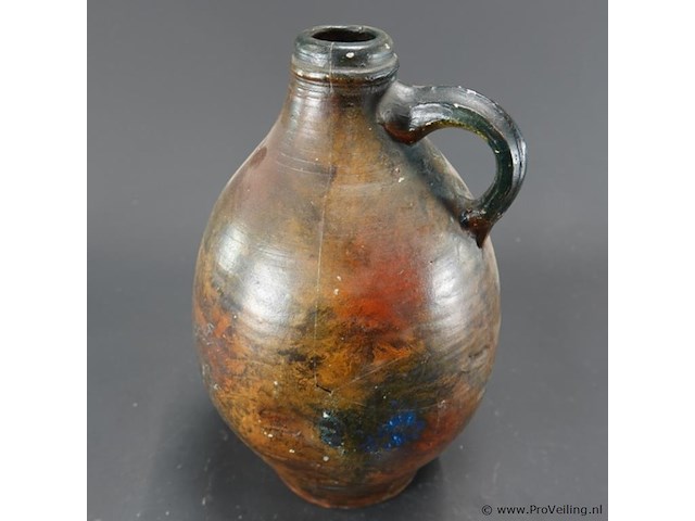 Antieke redware aardewerk kruik - afbeelding 2 van  5