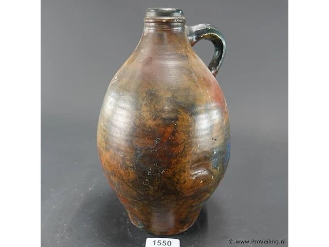 Antieke redware aardewerk kruik - afbeelding 1 van  5