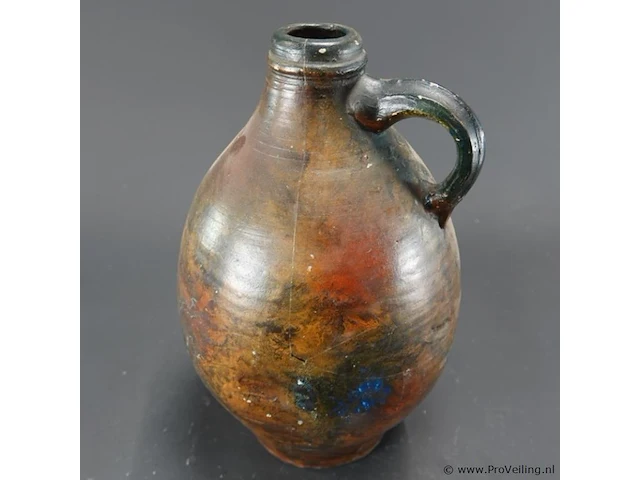 Antieke redware aardewerk kruik - afbeelding 2 van  5