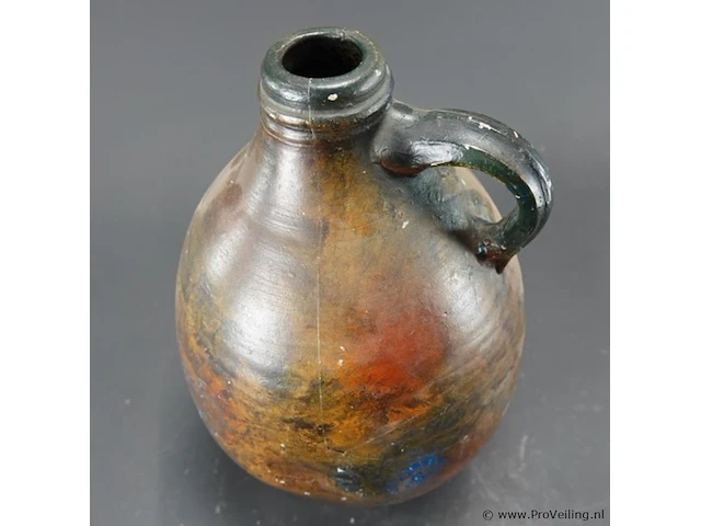 Antieke redware aardewerk kruik - afbeelding 3 van  5