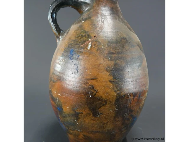 Antieke redware aardewerk kruik - afbeelding 4 van  5