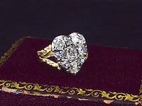 Antieke ring met oud geslepen diamanten - afbeelding 1 van  8