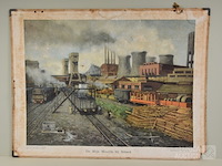 Antieke schoolplaat kolenmijn - afbeelding 1 van  8