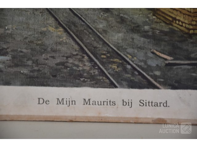 Antieke schoolplaat kolenmijn - afbeelding 2 van  8