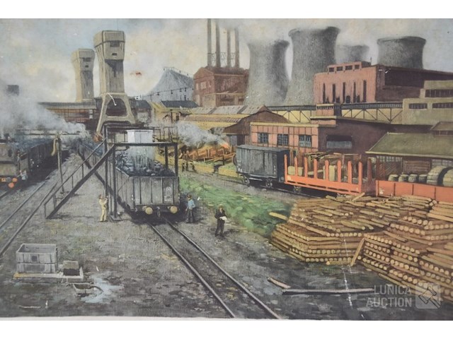 Antieke schoolplaat kolenmijn - afbeelding 4 van  8