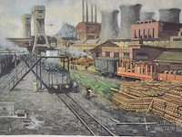 Antieke schoolplaat kolenmijn - afbeelding 4 van  8