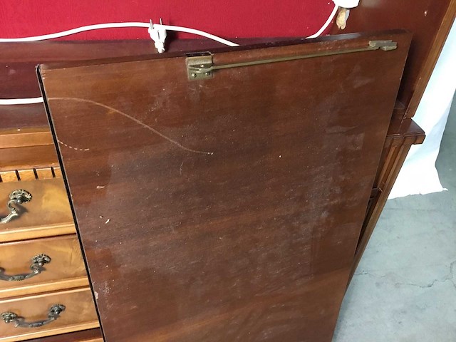 Antieke secretaire bureau kast/boekenkast - afbeelding 3 van  10