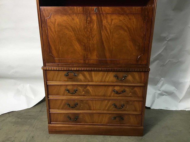 Antieke secretaire bureau kast/boekenkast - afbeelding 1 van  18