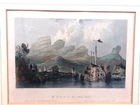 Antieke staalgravure getiteld the ou-ma-too, or five horses' heads - afbeelding 2 van  5