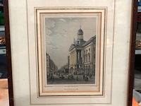 Antieke staalgravure van het stadhuis in rotterdam - afbeelding 1 van  5