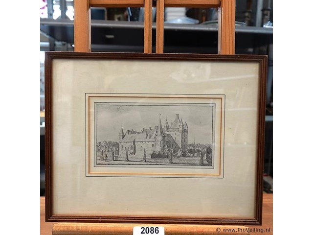 Antieke tekening (ca. 1800/1850) kasteel hernen - afbeelding 1 van  5