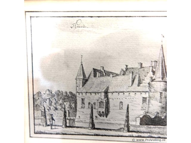 Antieke tekening (ca. 1800/1850) kasteel hernen - afbeelding 3 van  5