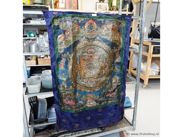 Antieke tibetaanse thangka mandala - afbeelding 1 van  5