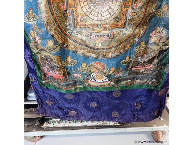 Antieke tibetaanse thangka mandala - afbeelding 4 van  5