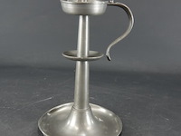 Antieke tinnen kandelaar - afbeelding 2 van  5