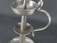 Antieke tinnen kandelaar - afbeelding 3 van  5