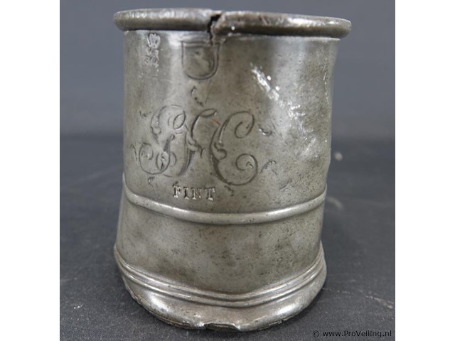 Antieke tinnen kroes - afbeelding 3 van  5