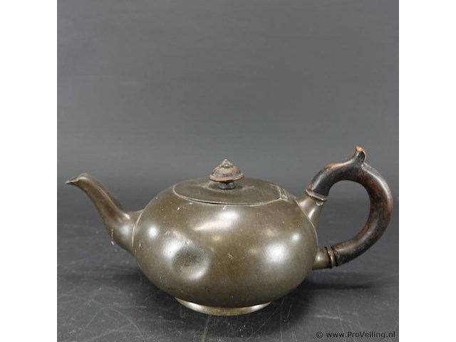 Antieke tinnen theepot - afbeelding 2 van  5