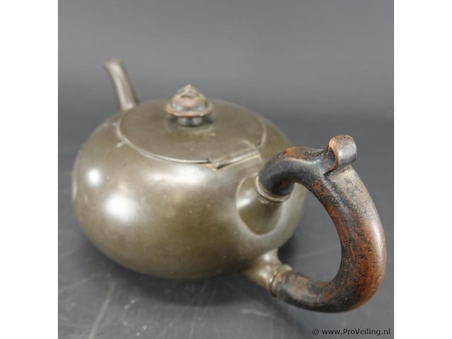 Antieke tinnen theepot - afbeelding 3 van  5