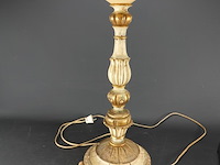 Antieke tot lampvoet gemaakte houten kandelaar - afbeelding 3 van  5