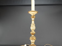 Antieke tot lampvoet gemaakte houten kandelaar - afbeelding 2 van  5