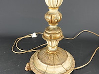 Antieke tot lampvoet gemaakte houten kandelaar - afbeelding 4 van  5