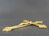 Antieke verguld bronzen crucifix in neogotische stijl; - afbeelding 4 van  5