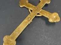Antieke verguld bronzen crucifix in neogotische stijl; - afbeelding 5 van  5