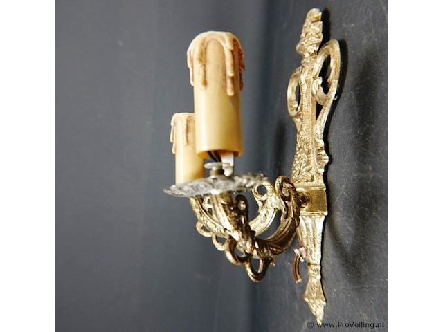 Antieke vergulde elektrische gemaakte wand kandelaar - afbeelding 2 van  5