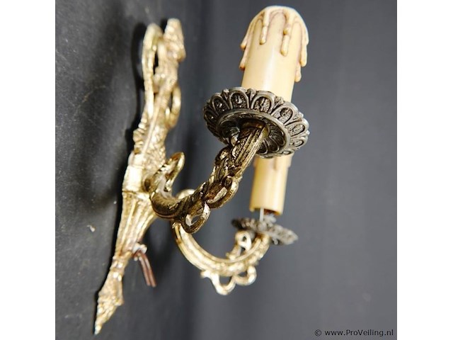 Antieke vergulde elektrische gemaakte wand kandelaar - afbeelding 5 van  5