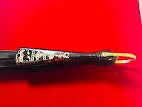 Antieke waaier - black flowers - bakeliet handvat - mint conditie - afbeelding 5 van  5