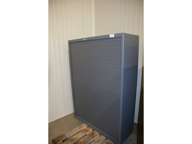 Antraciet kleurige archiefkast 2 roldeuren met leggers afm. 120x45x165 - afbeelding 2 van  6