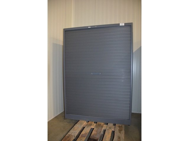 Antraciet kleurige archiefkast 2 roldeuren met leggers afm. 120x45x165 - afbeelding 3 van  6