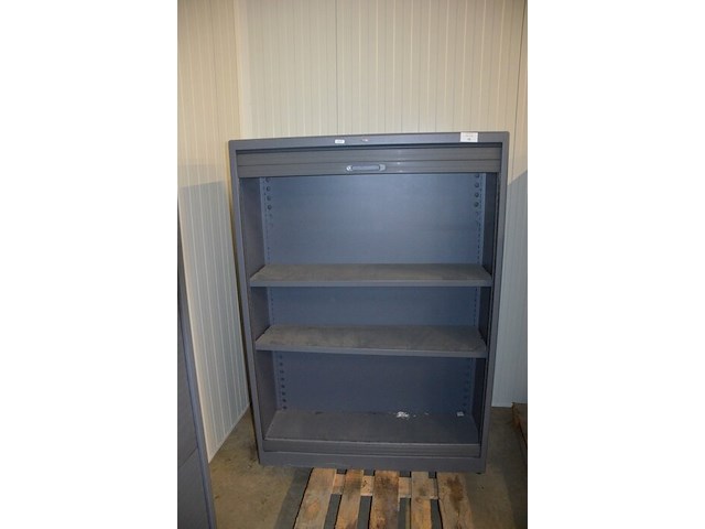 Antraciet kleurige archiefkast 2 roldeuren met leggers afm. 120x45x165 - afbeelding 4 van  6